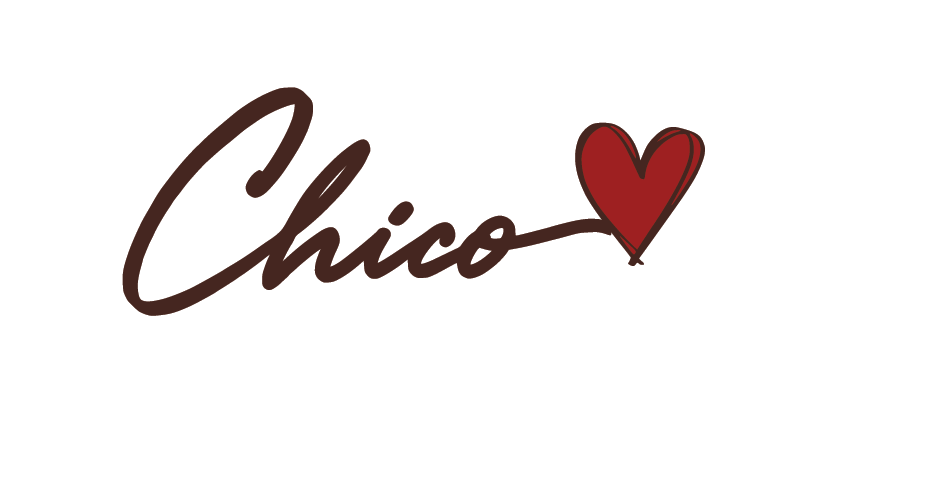 Chico’s real handwritten signature with a red heart